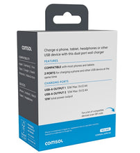 Load image into Gallery viewer, Comsol Dual Port USB-A Wall Charger 12W White - AC12A2W