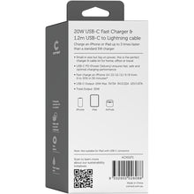 Load image into Gallery viewer, Comsol 20W USB-C Wall Charger & 1.2m USBC to Lightening Cable Combo Kit - ACK01F1