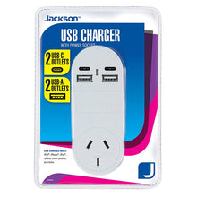 Load image into Gallery viewer, Jackson Outlet Power Adapter with 4 USB Charging Ports (2 x USB-A & 2 x USB-C) PT4USB3C