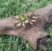 Load image into Gallery viewer, Hand Crafted Beaded Spider with Gem Stone, Glass & Metallic Beads