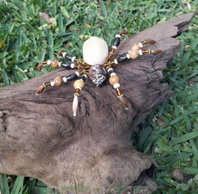 Load image into Gallery viewer, Hand Crafted Beaded Spider with Stone & Wooden Beads