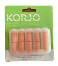 Load image into Gallery viewer, Korjo Travel Ear Plugs Set of 5 Pairs - In Hygienic Travel Case - TEP428