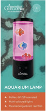 Load image into Gallery viewer, Australian Geographic aquarium lamp with fish illustrations on a teal background