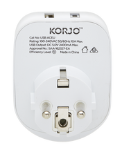 Load image into Gallery viewer, Korjo USB A+C & Power Adaptor for Europe - USBACEU
