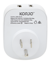 Load image into Gallery viewer, Korjo USB A+C & Power Adaptor for USA - USBACUS