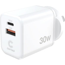 Load image into Gallery viewer, Comsol Dual Port USB-C & USB-A Wall Charger 30W White - WCCA301W