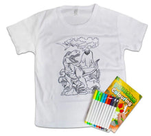 Load image into Gallery viewer, Bookoli Fun Box Colour Your Own Dinosaur T-Shirt - Design, Wear, Wash!