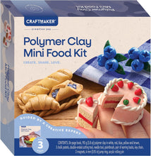 Load image into Gallery viewer, Box of Craftmaker Polymer Clay Mini Food Kit with clay creations and packaging details.
