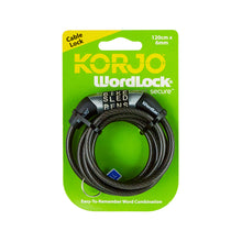 Load image into Gallery viewer, Korjo Wordlock Combination Mini Cable Lock Black - WLMCL