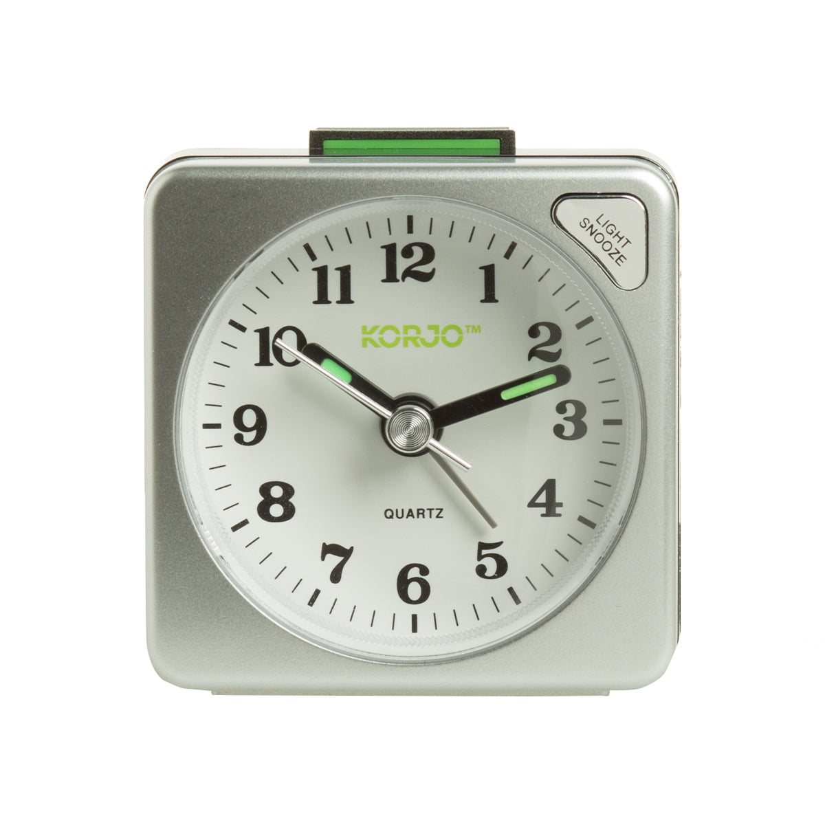 Korjo Travel Analogue Alarm Clock Silver AAC73 Compact & Lightweig