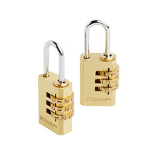 Load image into Gallery viewer, Korjo Combination Luggage Lock Brass Duo Pack - CL30D