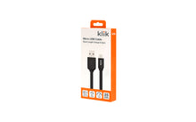 Load image into Gallery viewer, Klik 25cm Short length Micro USB Charge & Sync Cable - KM25BK