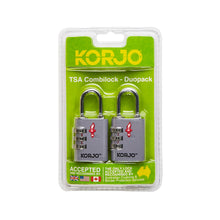 Load image into Gallery viewer, Korjo Travel TSA Compliant Security Luggage Combination Lock Duo PK - TSACLD