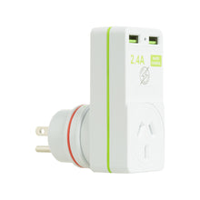 Load image into Gallery viewer, Korjo USB & Power 2 Port Travel Adaptor Plug for Australia & USA - USB2X2US