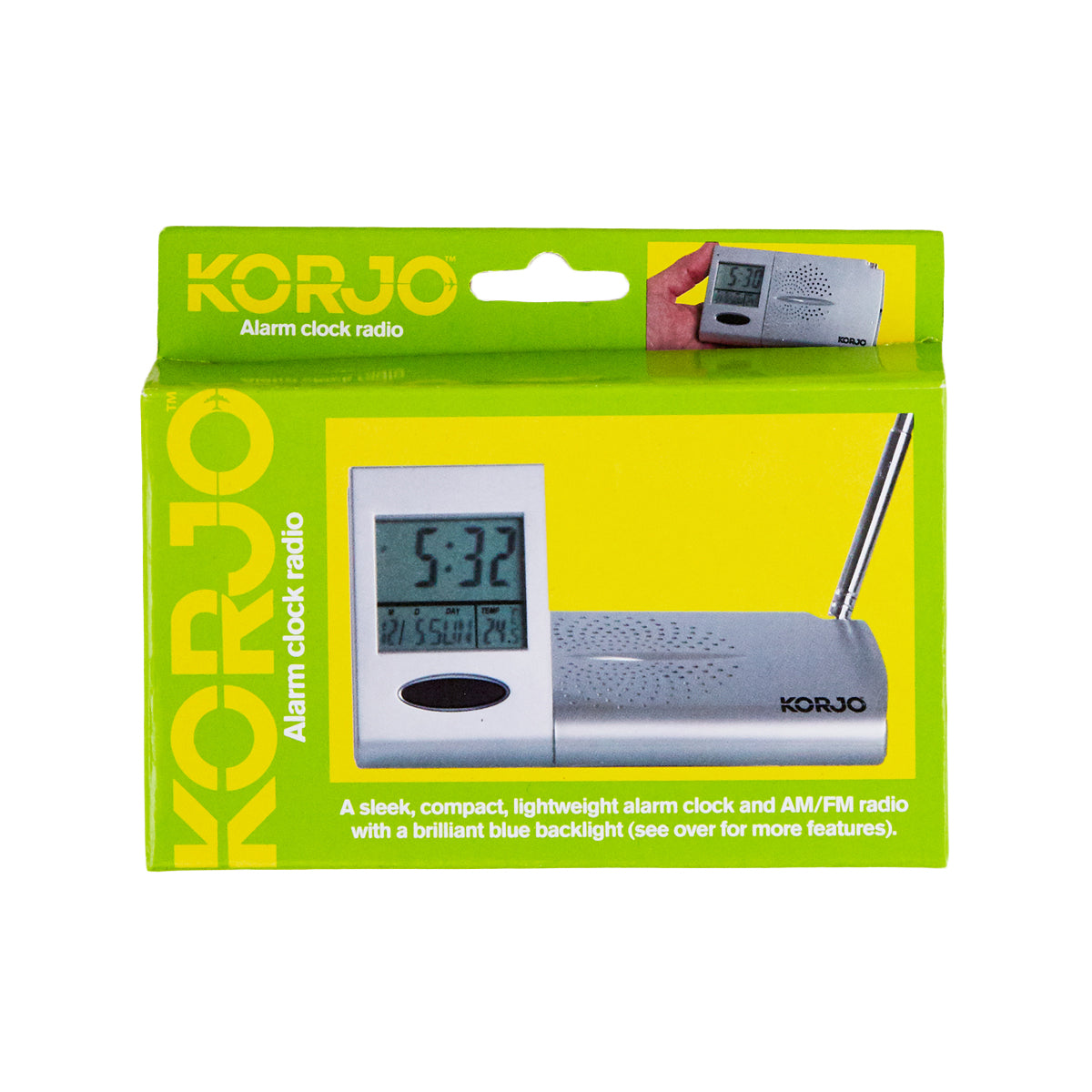 Korjo Travel Digital Alarm Clock With AM/FM Radio ACR85 Compact