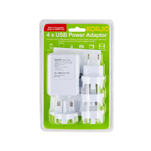 Load image into Gallery viewer, Korjo 4 Port Worldwide Travel Adaptor Set - USB04 - Charge Apple & Android Devices