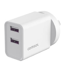 Load image into Gallery viewer, Comsol Dual Port USB-A Wall Charger 12W White - AC12A2W
