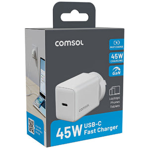 Comsol 45W USB-C Fast Charging Wall Charger White - AC45CW