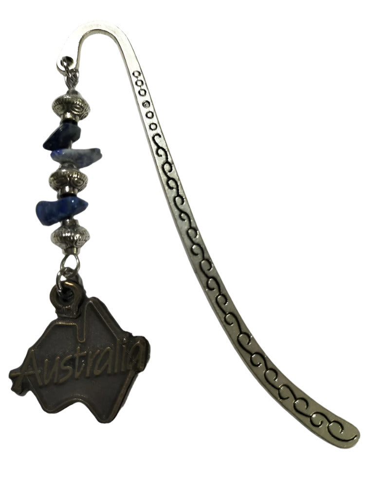 Bookmark Aussie Map Pendant with Crystal Beads