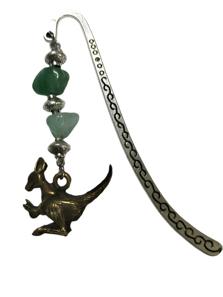 Bookmark Kangaroo Joey Pendant with Crystal Beads