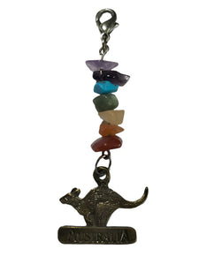 Bagtag Charm Aussie Kangaroo Pendant with Crystal beads