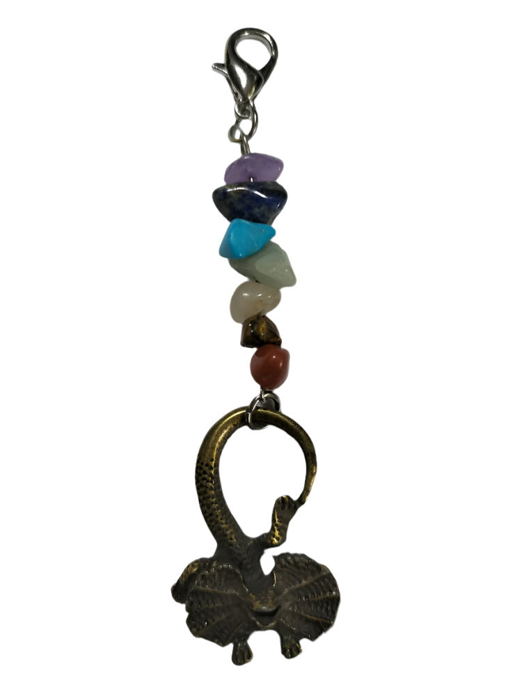 Bagtag Charm Frilled Necked Lizard Pendant with Crystal Beads
