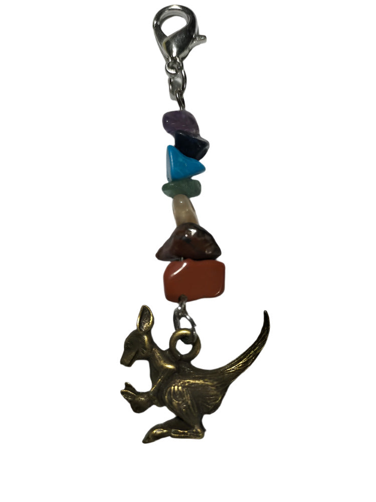 Bagtag Charm Kangaroo/Joey Pendant with Crystal beads