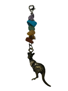 Bagtag Charm Kangaroo Pendant with Crystal Beads