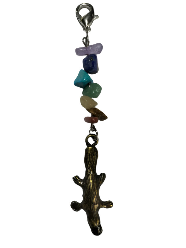 Bagtag Charm Platypus Pendant with Crystal Beads