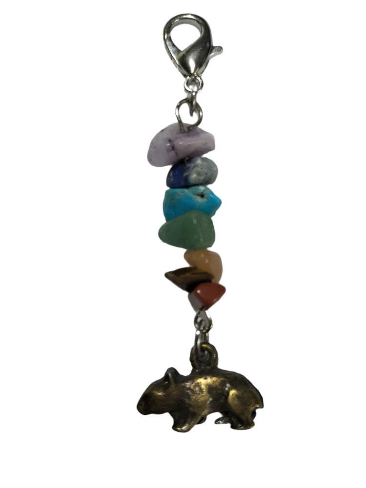 Bagtag Charm Wombat Pendant with Crystal Beads