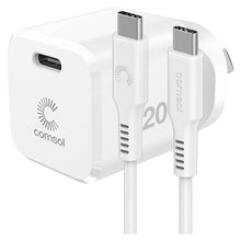 Load image into Gallery viewer, Comsol 20W USB-C Wall Charger &amp; 1.2m USBC to USBC Cable Combo Kit - CCK01F1
