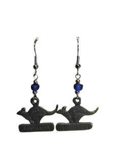 Earrings Aussie Kangaroo Pendant with Bead