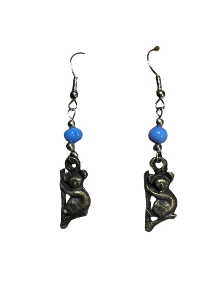 Earrings Koala Pendant with Bead