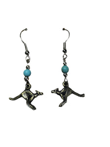 Earrings Kangaroo Pendant with Bead