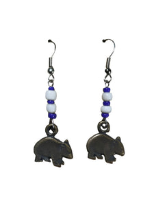Earrings Wombat Pendant with Beads
