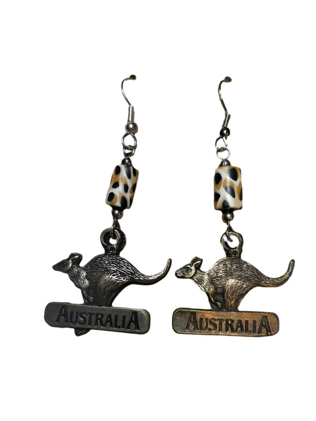 Earrings Aussie Kangaroo with Fimo Beads