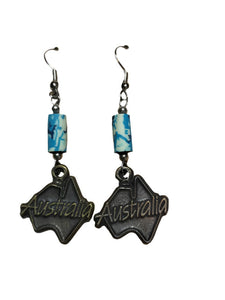 Earrings Aussie Map with Fimo Beads