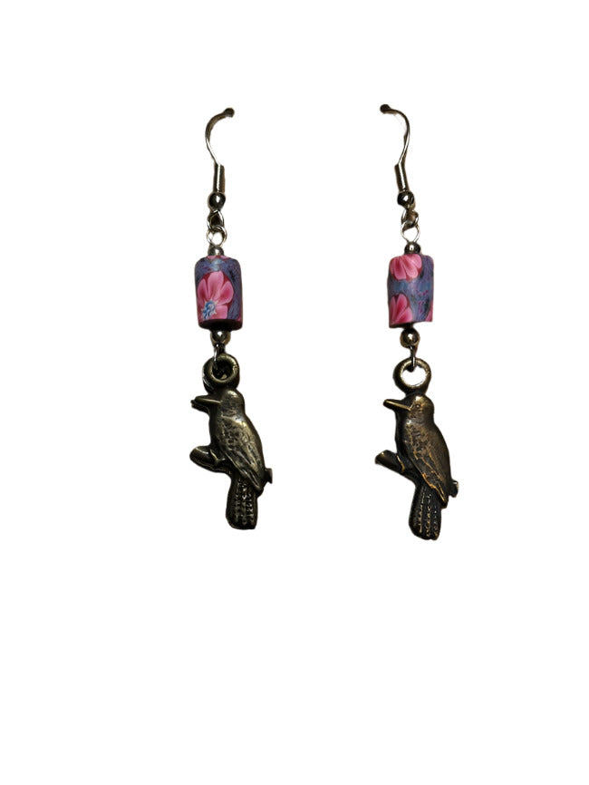 Earrings Kookaburra with Fimo Beads