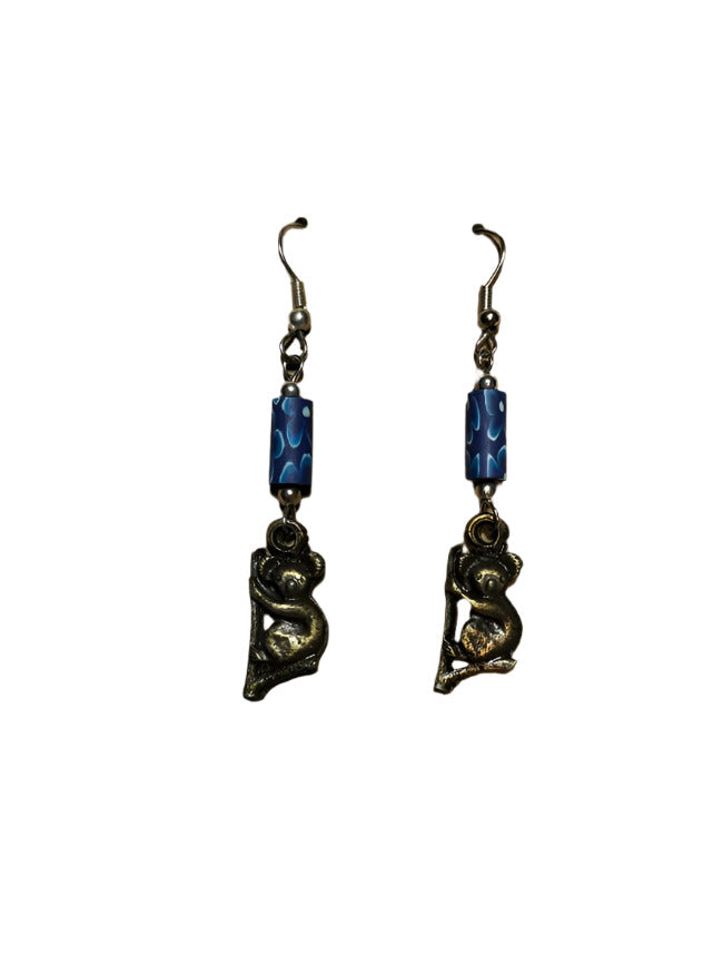 Earrings Koala Pendant with Fimo Beads
