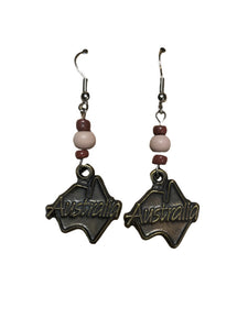 Earrings Aussie Map with Wooden Beads