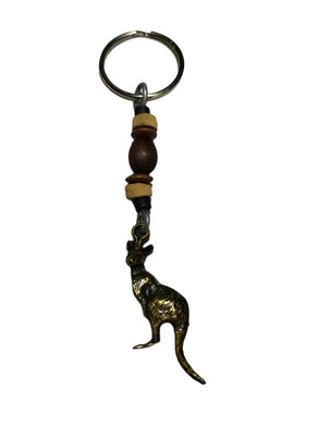Keyring Kangaroo Pendant & Wooden Beads