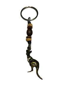 Keyring Kangaroo Pendant & Wooden Beads