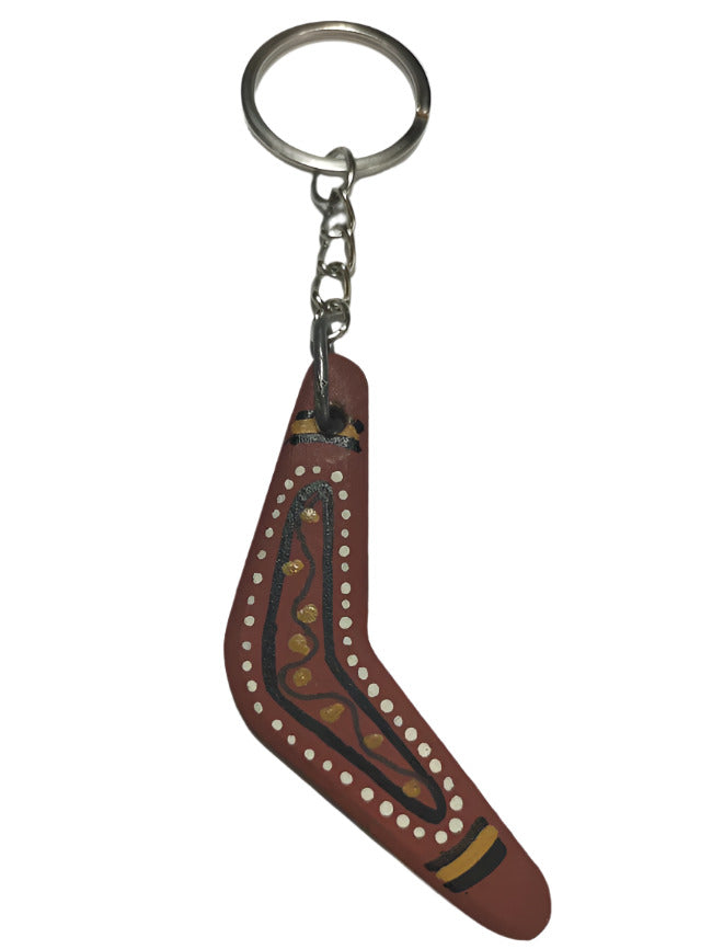Keyring with Wooden Boomerang Pendant