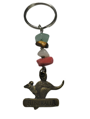 Keyring Aussie Kangaroo Pendant with Crystal Beads
