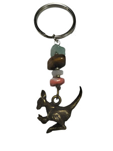 Keyring Kangaroo & Joey Pendant with Crystal Beads