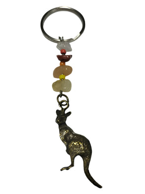 Keyring Kangaroo Pendant with Crystal Beads