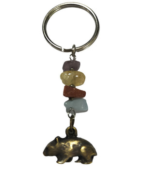 Keyring Wombat Pendant with Crystal Beads