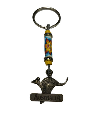 Keyring Aussie Map Pendant & Fimo Bead