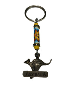 Keyring Aussie Map Pendant & Fimo Bead