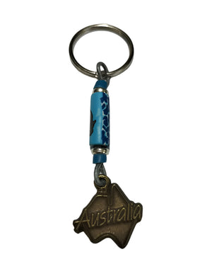 Keyring Aussie Map Pendant & Fimo Bead
